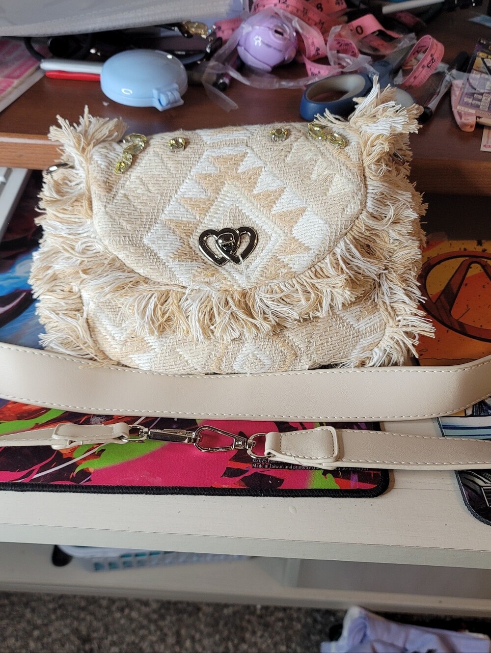 Boho Chic Crochet Fringe Flap Saddle Crossbody Bag By ChillX